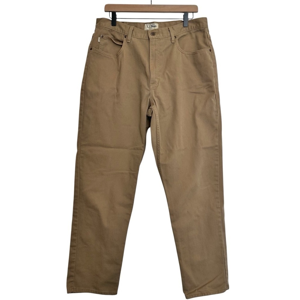 L. L. Bean Canvas Pants Natural Fit Straight Leg Brown 36 x 32 Men’s Cotton